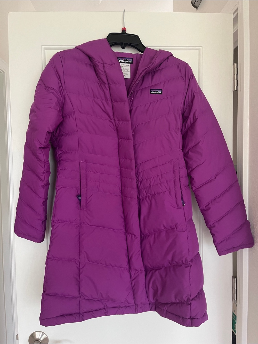 Patagonia Girls' Bright Purple Hooded Puffer Coat